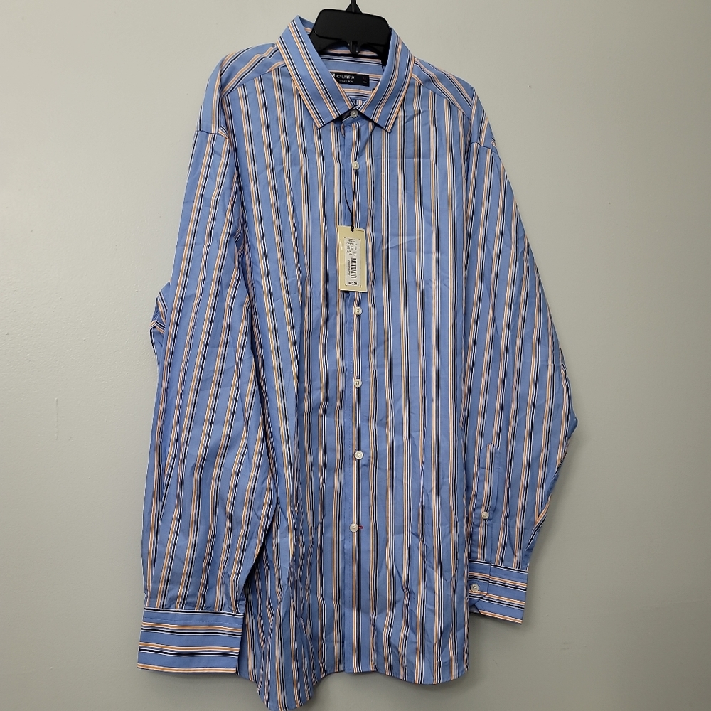 Cremieux Collection Periwinkle Blue Long-Sleeve Stripe Pattern Shirt